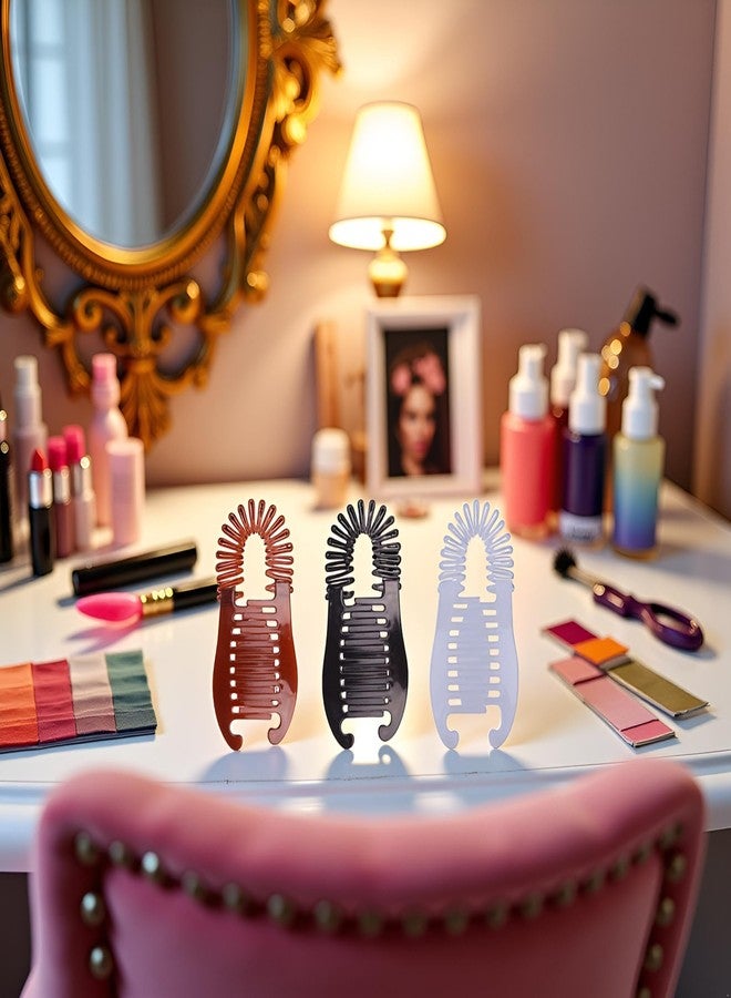 Sluswallow 3Pcs Colorful Elongated Interlocking Plastic Banana Clip Hair Combs - Women Two Sides Hair Combs Ponytail Hair Clincher Hair Accessories for Ponytail Holder, Hair Clips, Clips and Barrettes - Image 5